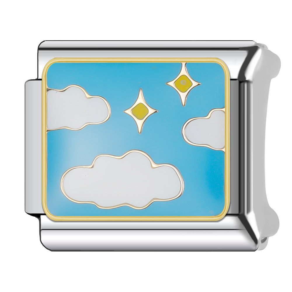 Wholesale Italian Charm Bracelet 9mm DIY Splicing Sun and Star Series Stainless Steel Composable Bracelet