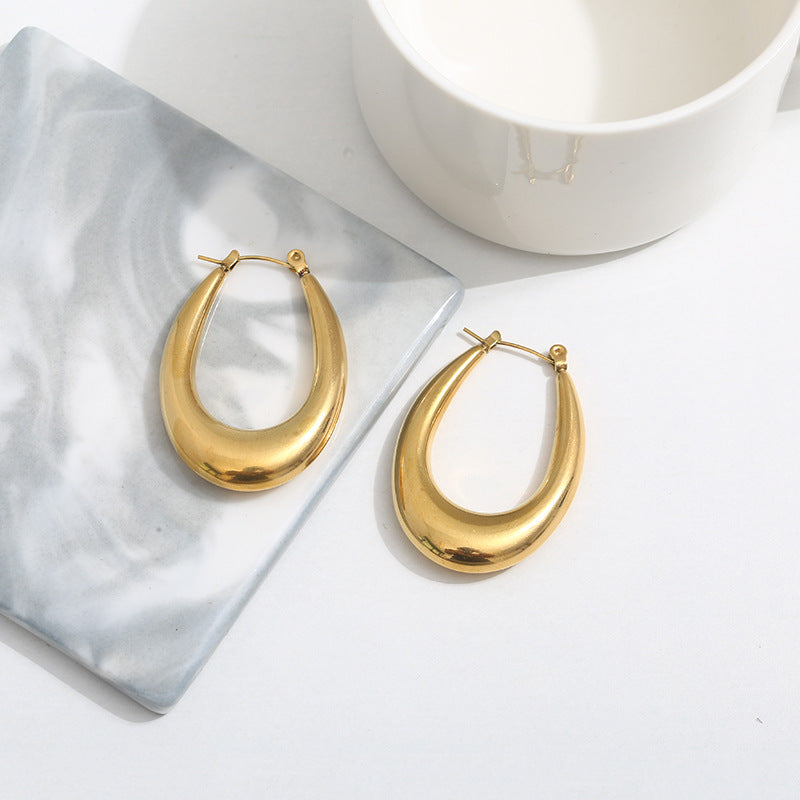 Wholesale water drop retro U-shaped copper plated 18k gold earrings