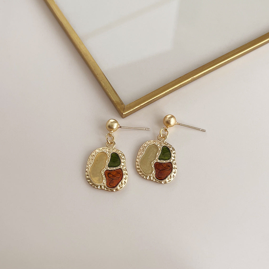 Wholesale vintage oil-dropped medieval style Pearl Earrings