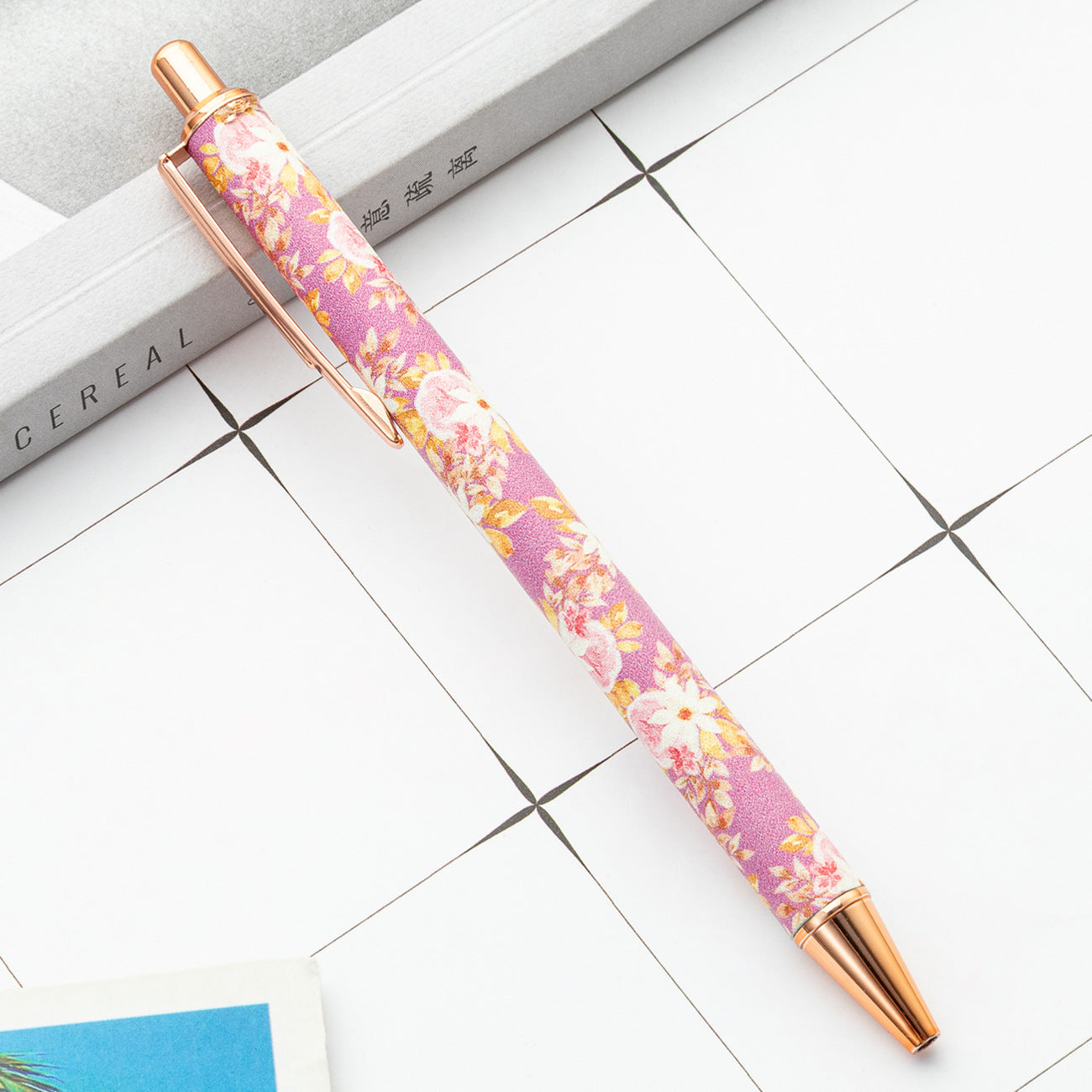 Wholesale Girl's Heart Flower Pen Small Fresh Press Foreskin Pen Gold Powder Press Ballpoint Pen ACC-PN-HuaHao001