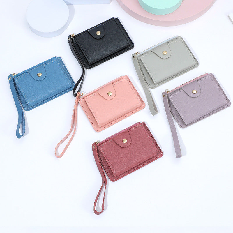 Wholesale wrist strap card holder card holder solid color mini wallet