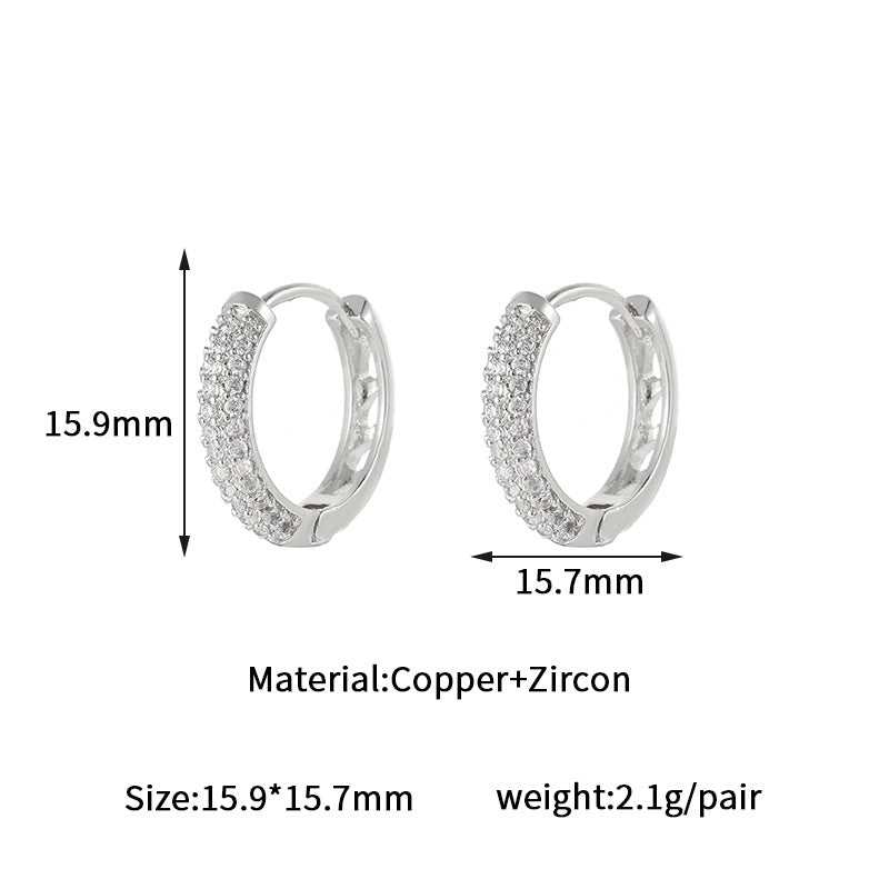 Wholesale circle diamond ear ring zircon ear buckle  light luxury  earrings