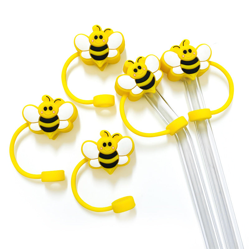 Wholesale 10pcs Bee Silicone Straw Stopper Straw Tube Cap 10mm Straw Decoration Straw Cover ACC-SCR-WDX001