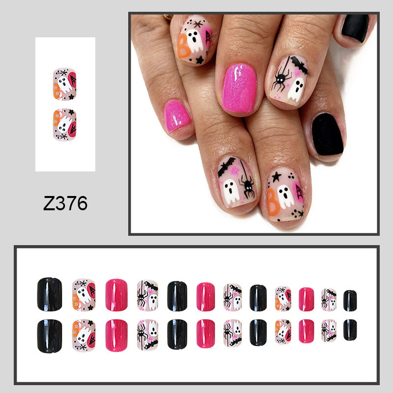 Wholesale 24 Pieces/box Halloween Press-on Nails Kits Nail Stickers ACC-NS-FengLi021
