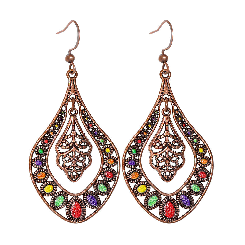 Wholesale Bohemian Hollow Tassel Earrings Zinc Alloy Stylish Boutique Jewelry Accessory