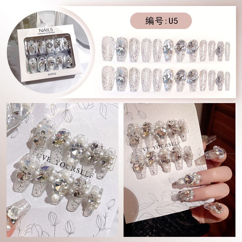 Wholesale 24 Pieces/box Large Diamond Nail Patches Press-on Nails Kits Nail Stickers ACC-NS-DiNa004