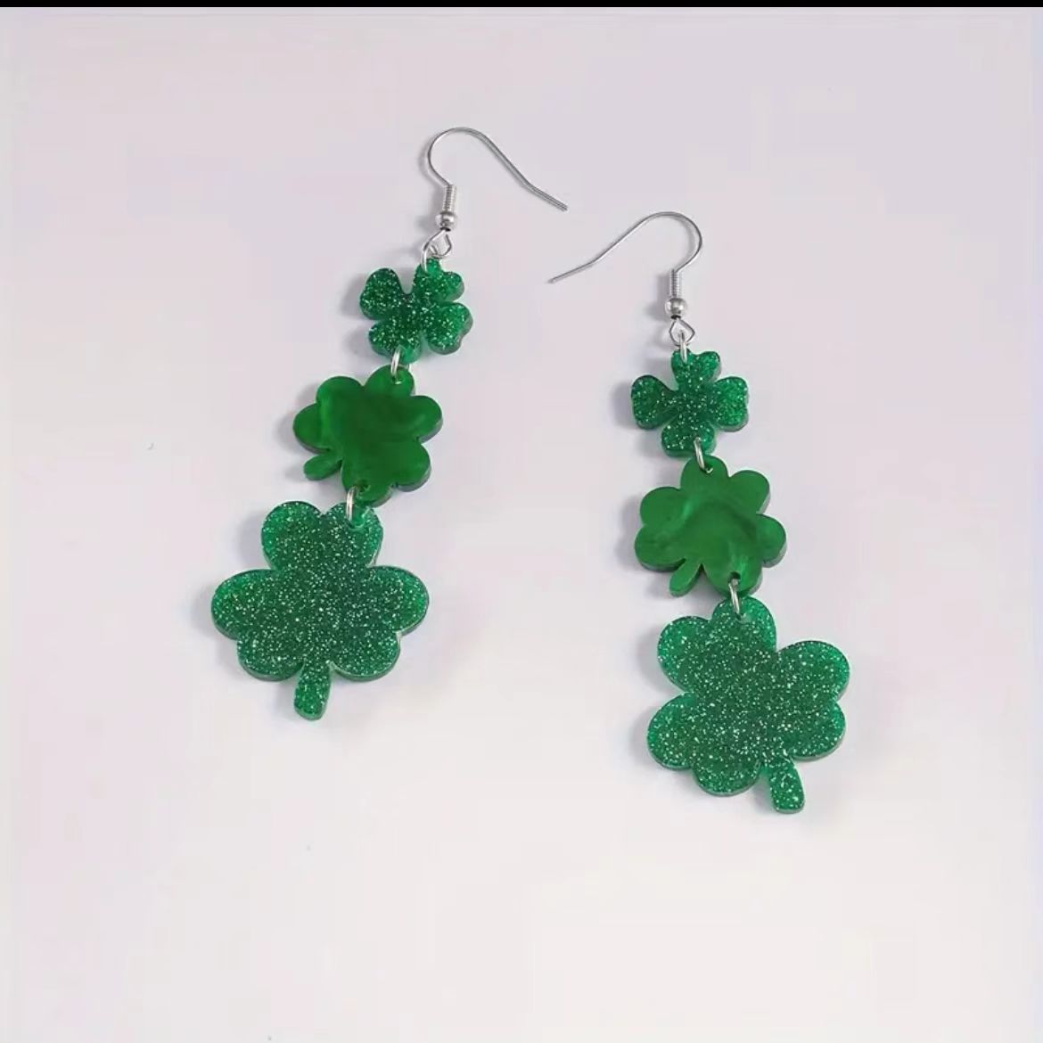 Wholesale 10pcs St. Patrick's Day Shamrock Acrylic Hat Earrings