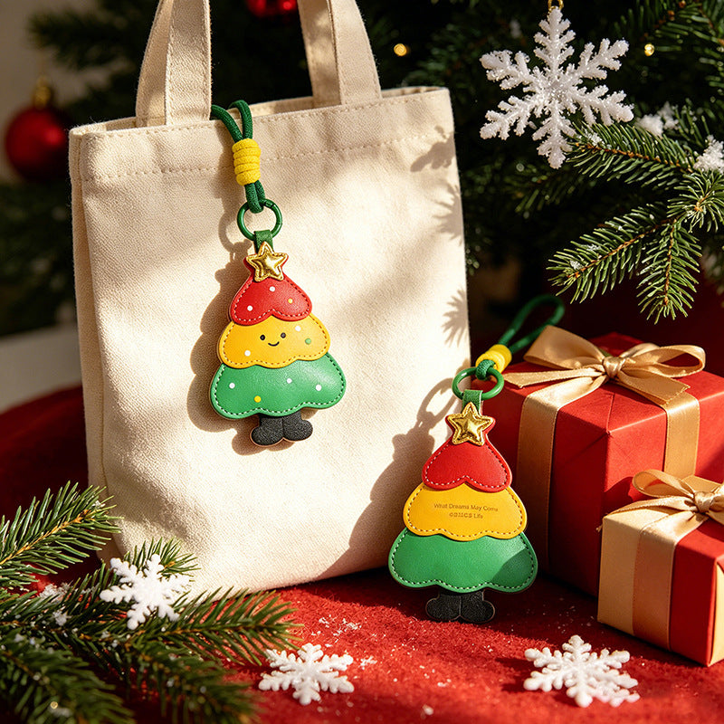 Wholesale Trendy Christmas Tree Leather Keychain Holiday Gift For Car Keys Or Bags Boutique Resale