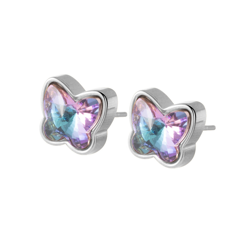 Wholesale Gold Plated Stainless Steel Butterfly Earrings Colorful Details Women Jewelry Accessory