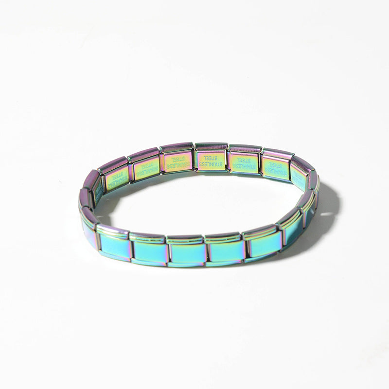 Wholesale  9mm Italian Charm Starter Bracelets DIY square Single Section Creative Stainless Steel Composable Bracelet
