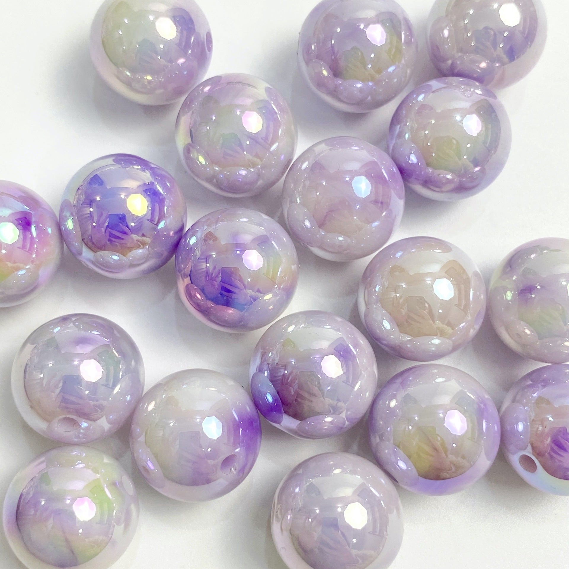 Wholesale of 10pcs 16mm UV Plated Color Gradient Acrylic Round Bead DIY Beaded Pen Accessories ACC-BDS-JFei005