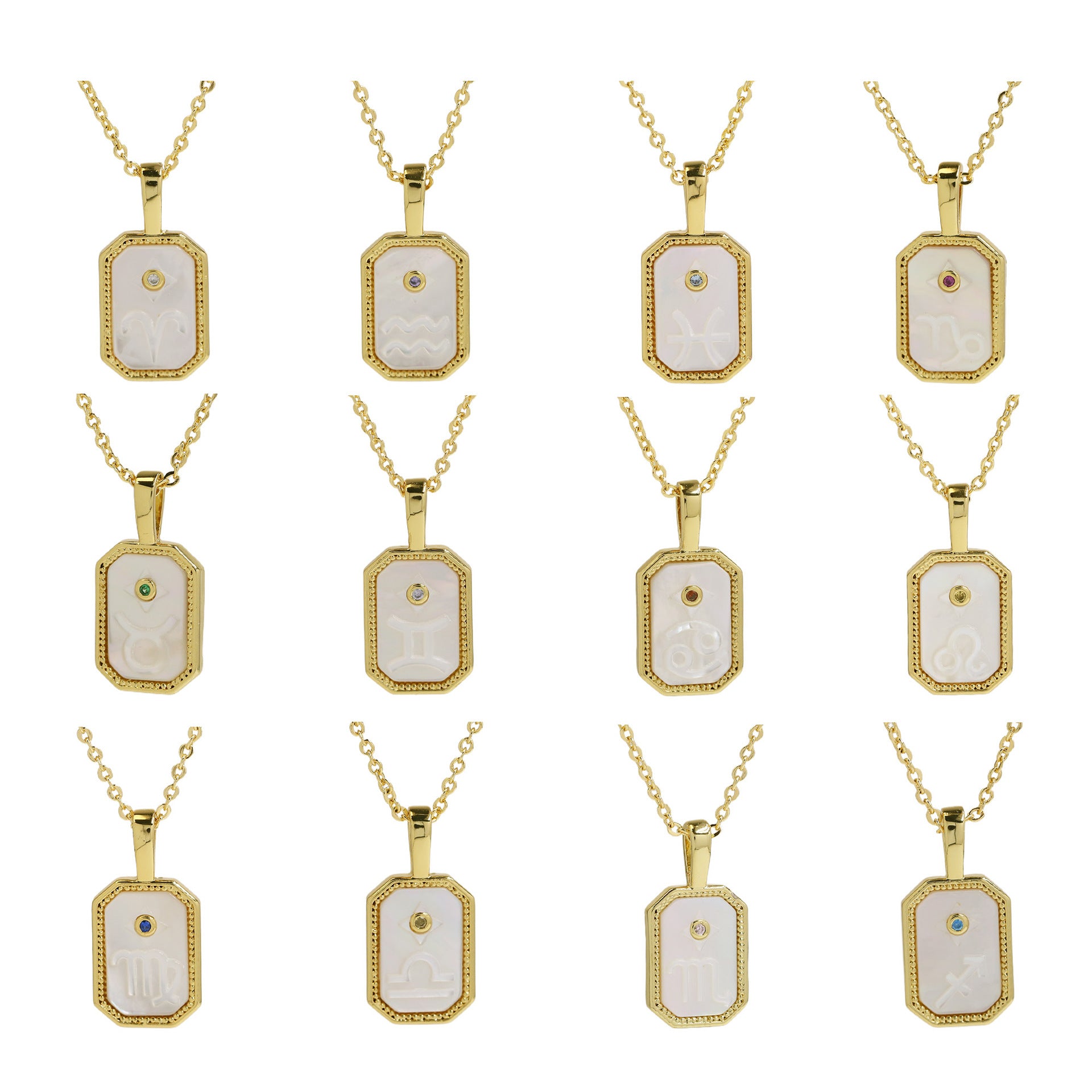 Wholesale Shell relief convex feel twelve constellation necklace