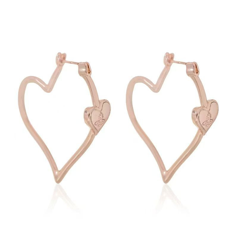 Wholesale Heart Two Tone Large Hoop Earrings