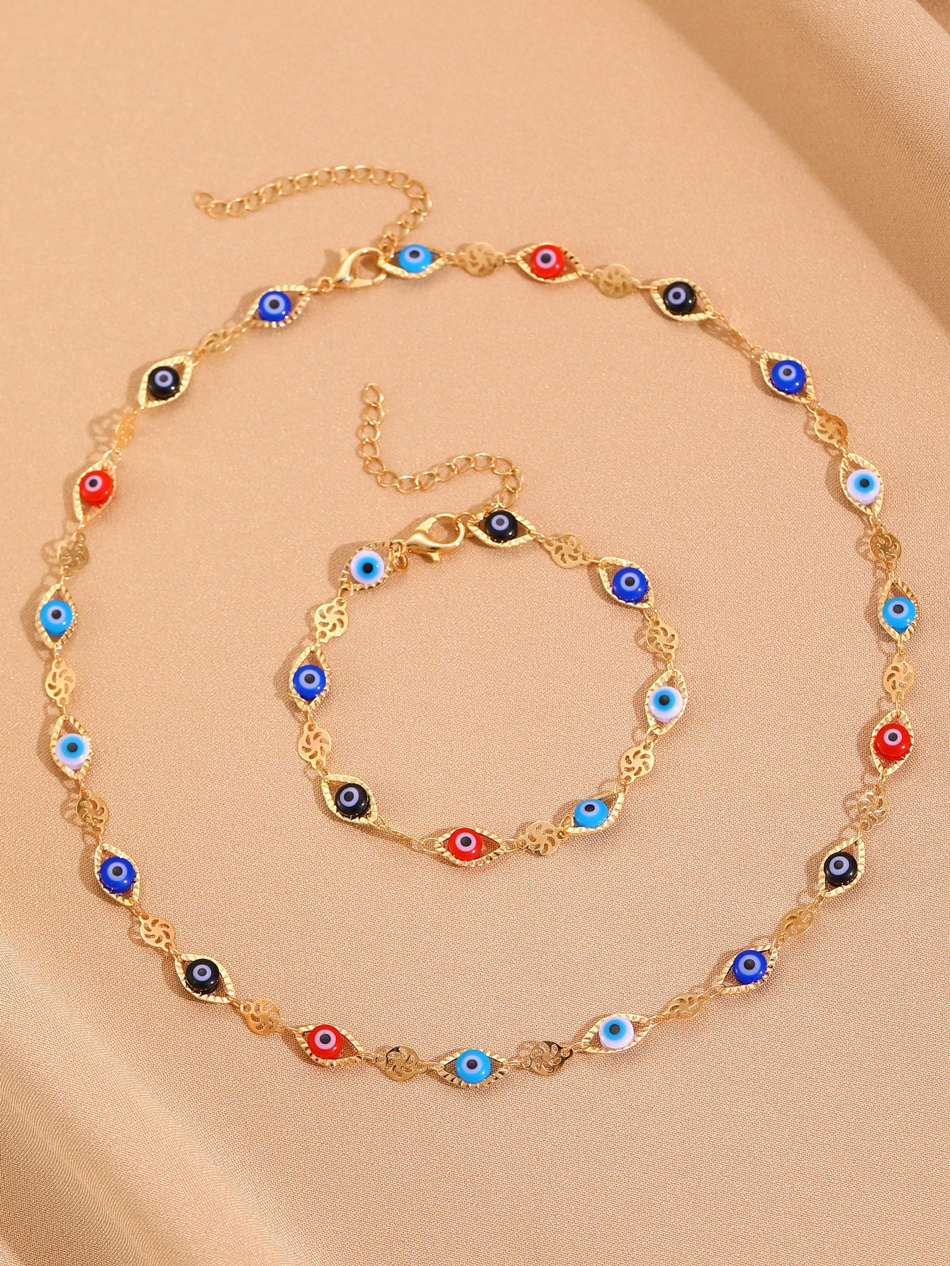 Wholesale  Color Love Bracelet Necklace Personalized Alloy Heart-shaped Dopamine Bracelet