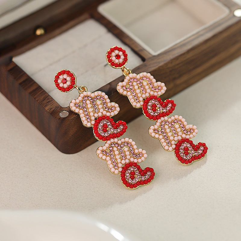 Wholesale pearl MAMA fashion alloy earrings ACC-ES-RuLong003