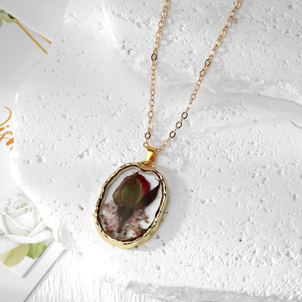 Wholesale Trendy Resin Flower Pendant Necklace with Preserved Flower,  Fashion Jewelry Accessory for Resale