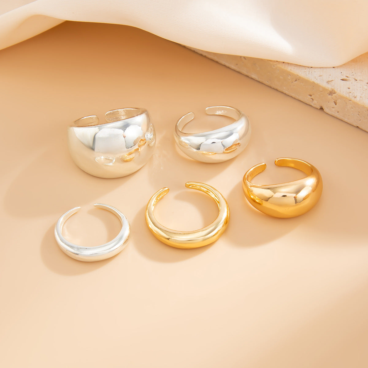 Wholesale Metal polished teardrop mixed plain ring