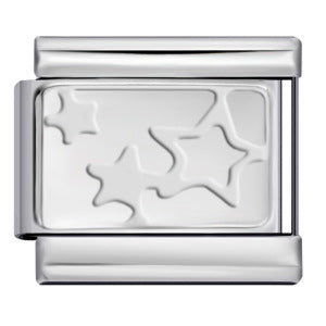 Wholesale  Italian modular  Convex silver stamped pattern DIY titanium steel bracelet