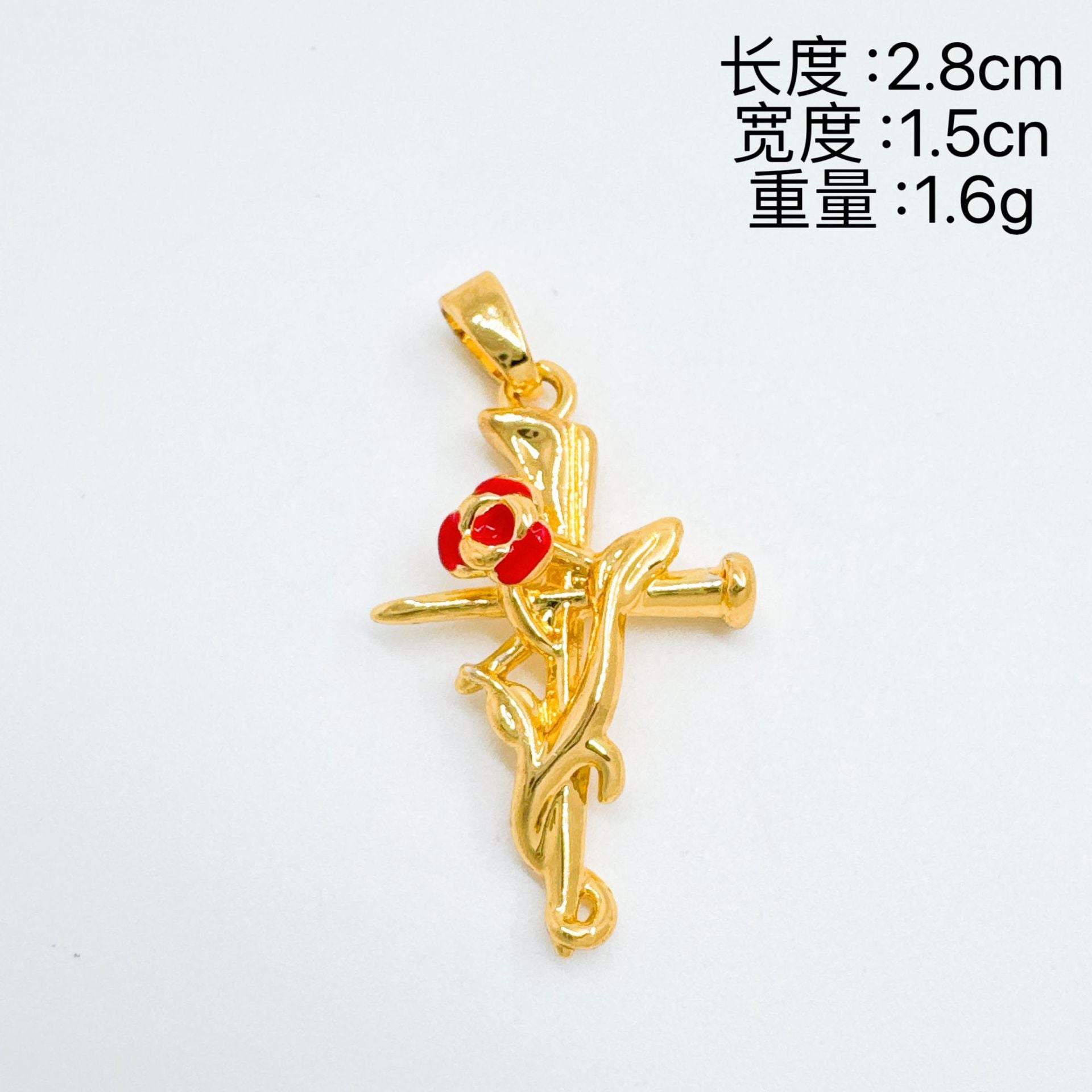 Wholesale Sweet Cool Style Rose Cross Pendant Gold Plated Copper Necklace Stylish Jewelry Accessory