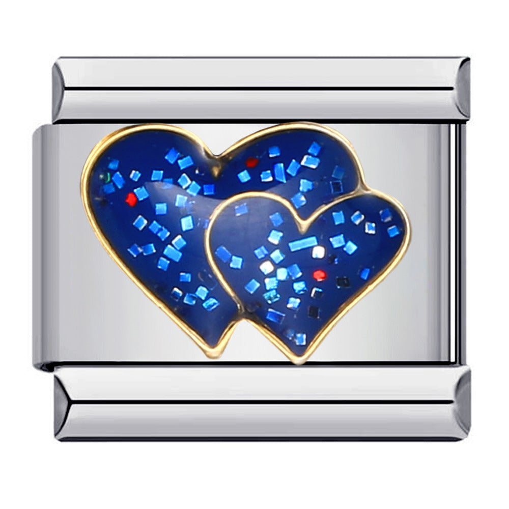 Modello di saldatura in acciaio al titanio all'ingrosso Bracciale con modulo italiano Charms a goccia d'olio placcato oro