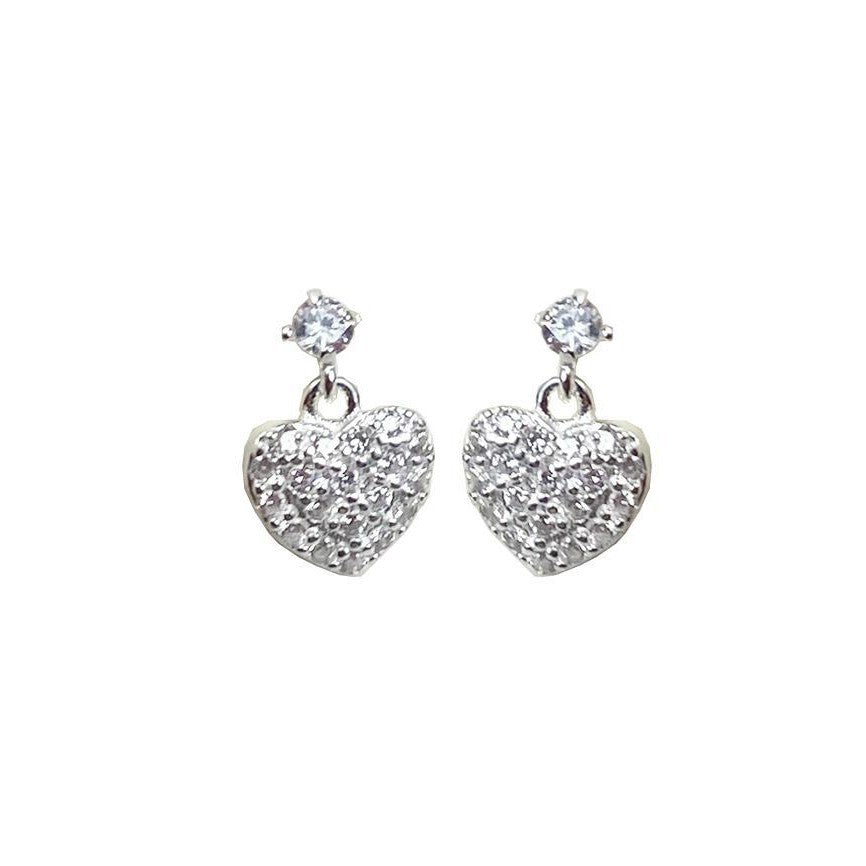 Wholesale S925 Sterling Silver Earrings Mini Full Diamond Love  Earrings