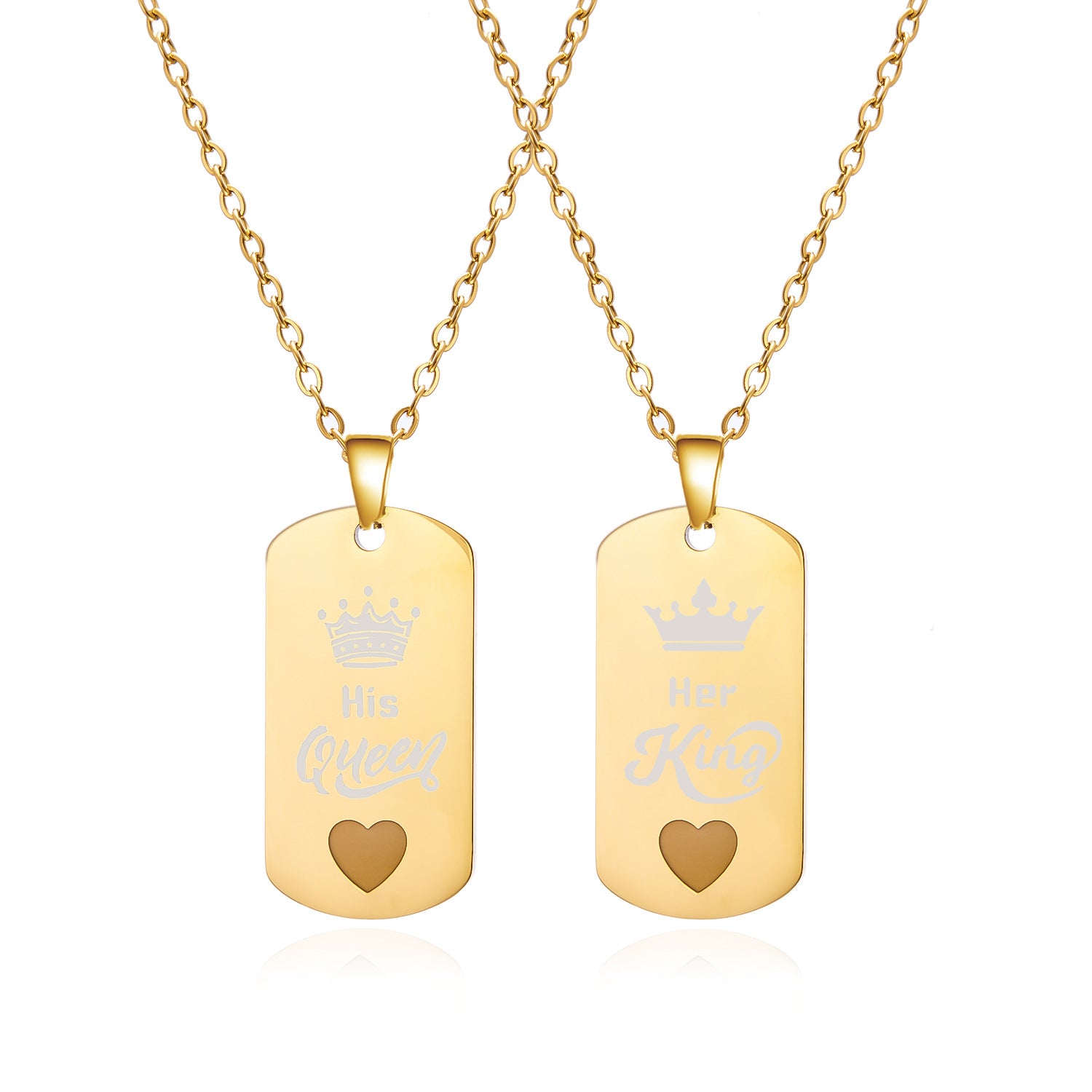 Wholesale  Couple Stainless Steel King and Queen Luminous  Letter Necklace