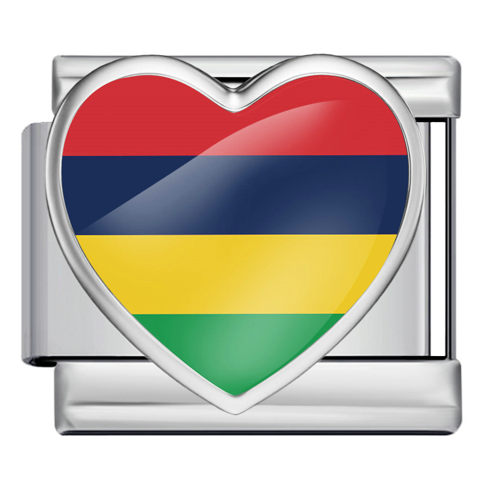Wholesale Gold Plated Stainless Steel DIY Modular Bracelet With Heart Italy Flag Design Party Jewelry Accessory For Women