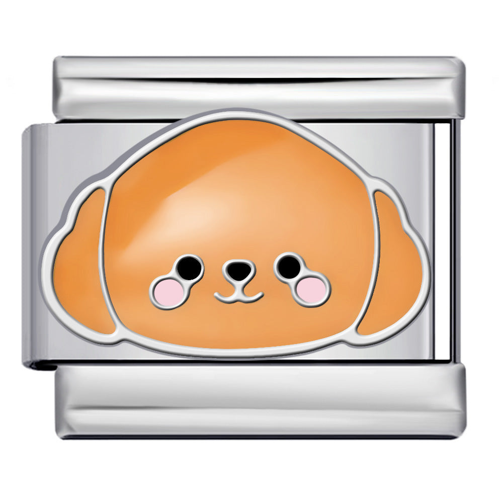 Wholesale Italian Charm Bracelet 9mm DIY Splicing Cute Cartoon Dog Stainless Steel Composable Bracelet