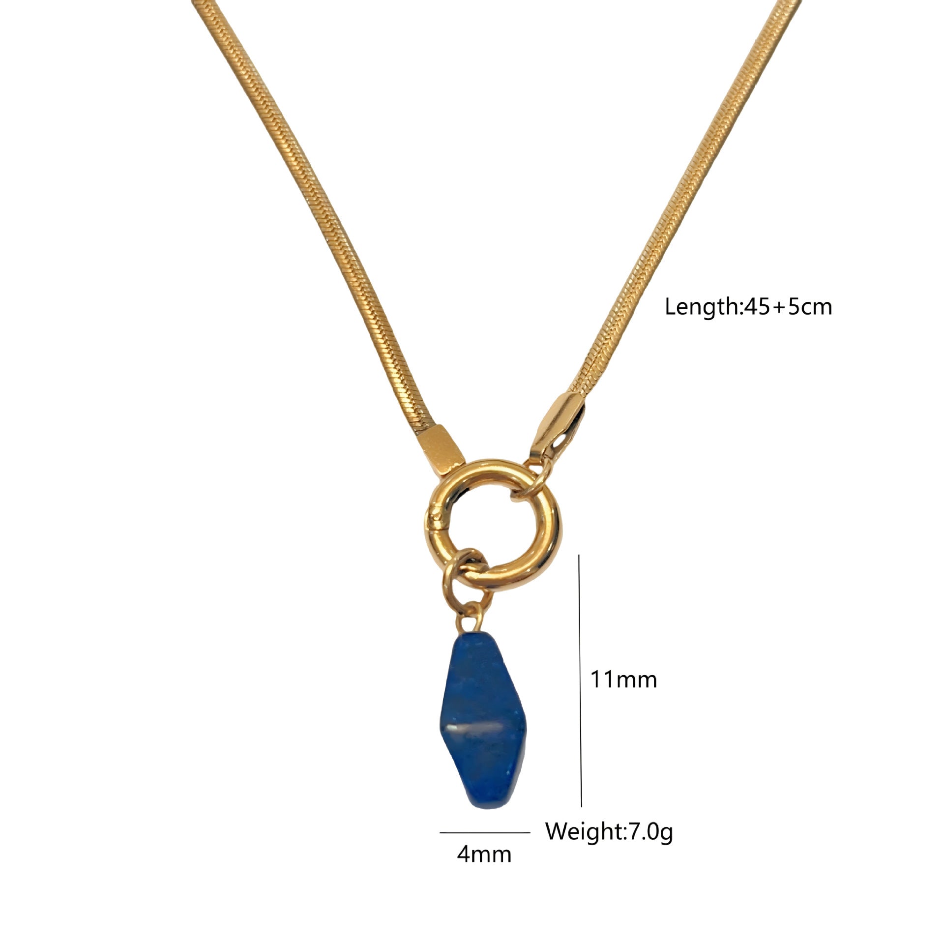 Wholesale  Green Stone Original Design Necklace Versatile Natural Retro Titanium Steel Necklace