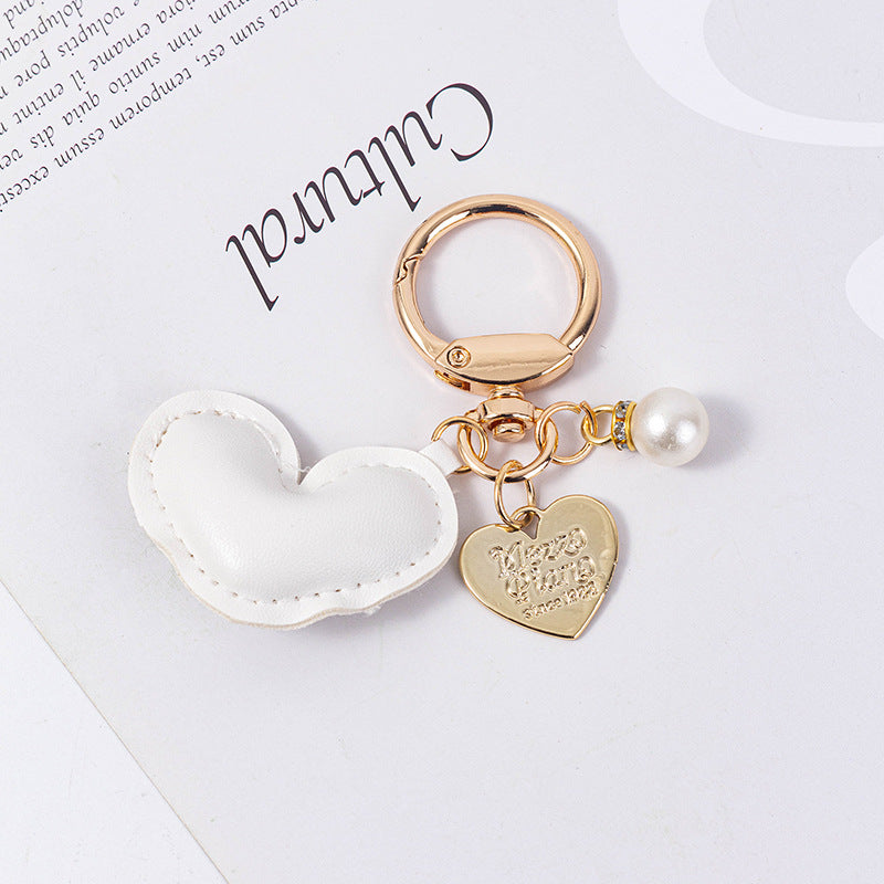 Wholesale Cute Heart Shape Leather Colorful Padded Keychain