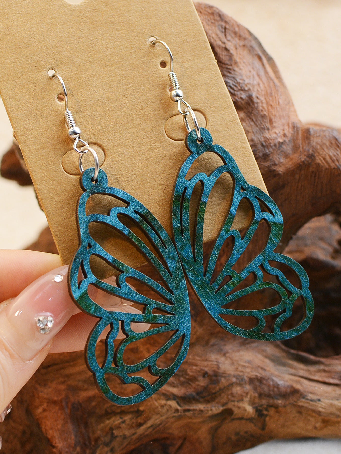 Wholesale Wood Butterfly Hollow Earrings ACC-ES-LuoKun001