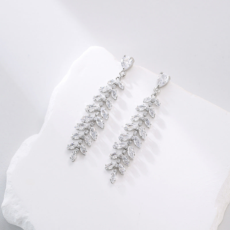Wholesale silver needle earrings tassel earrings