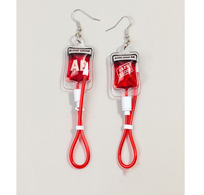 Wholesale creative plasma blood bag earrings