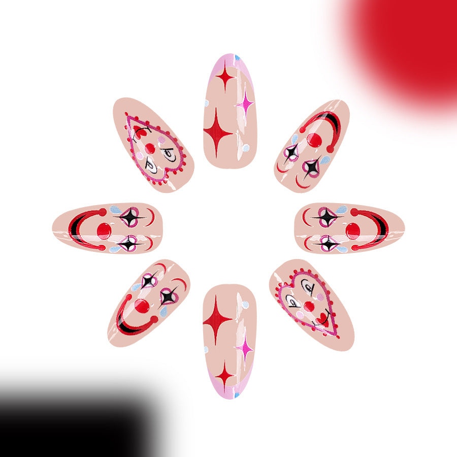 Wholesale 24 Pieces/box Glossy Pointed Clown Manicure Press-on Nails Kits Nail Stickers ACC-NS-GuaiXL031