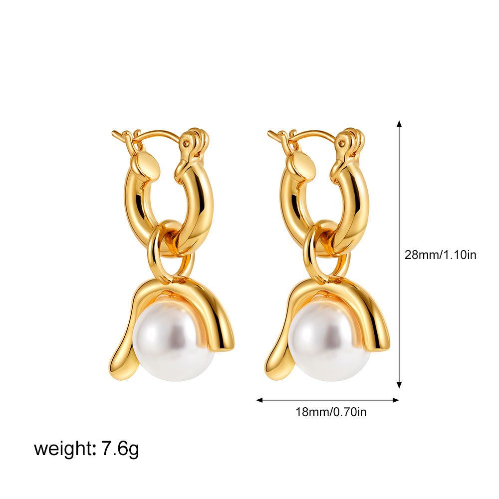 Wholesale  exaggerated large earrings natural pearl ear jewelry
