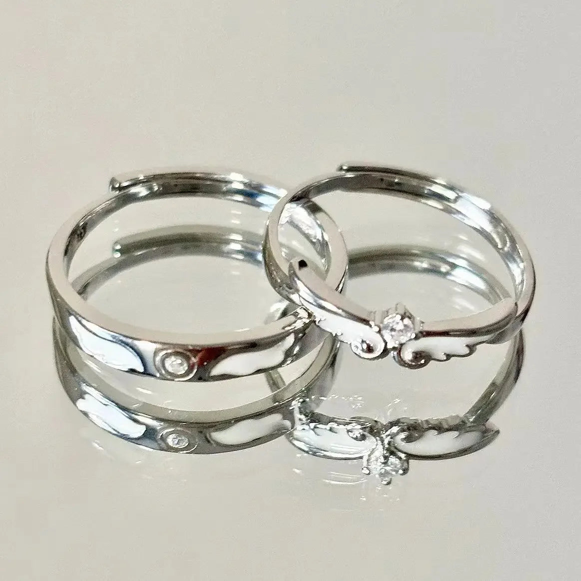 Wholesale Glowing Night Angel Wings Couple Ring