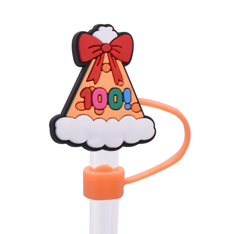 Wholesale Random 100pcs Back to School Series PVC Soft Straw Tube Cap