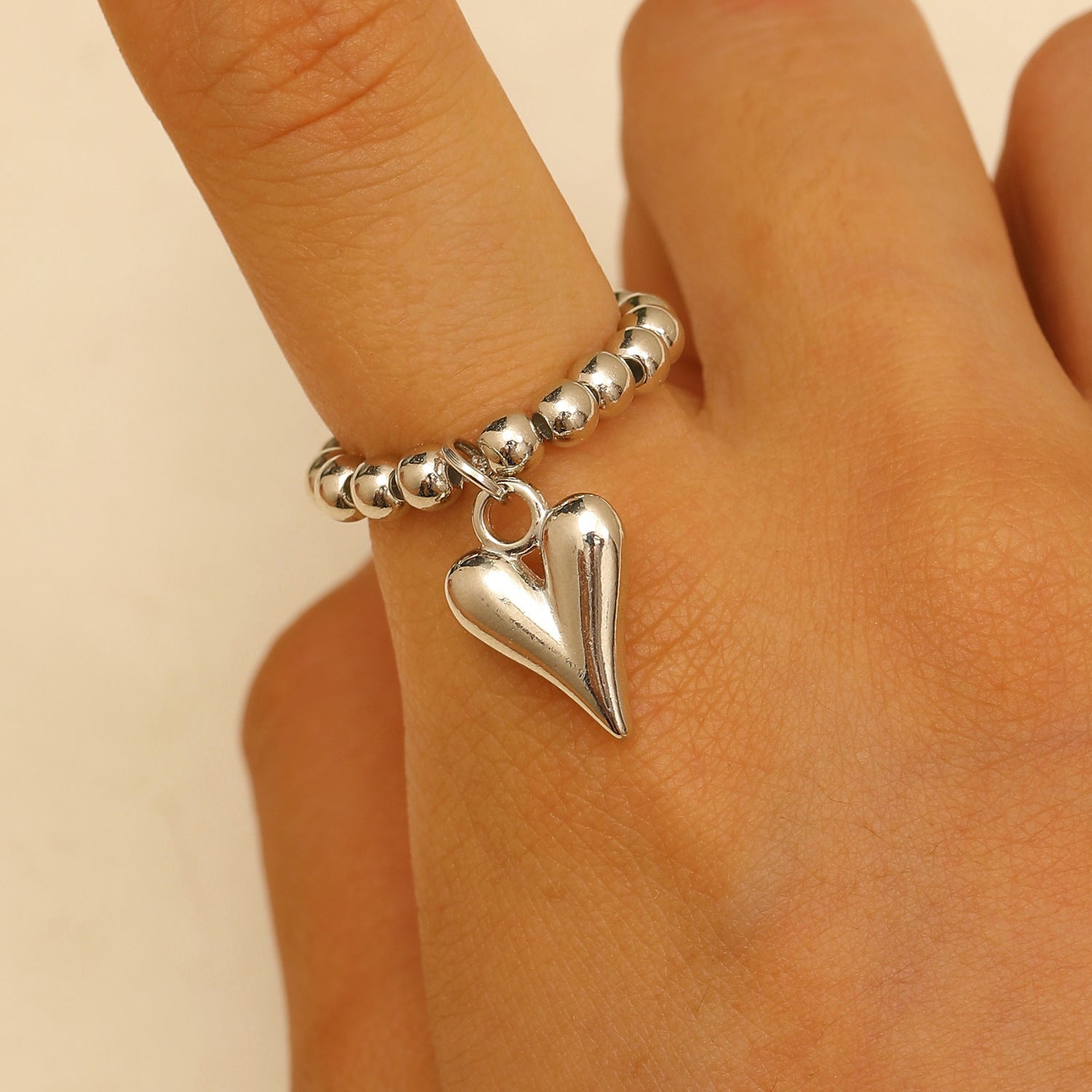 Bracciale con pendente a cuore a catena con perline irregolari retrò all'ingrosso