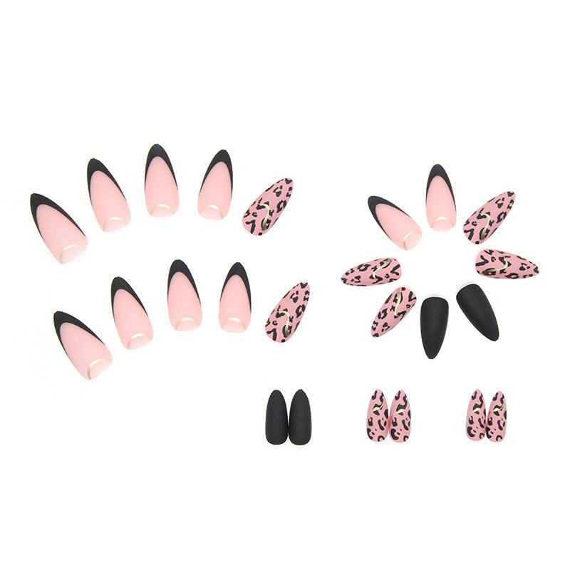 Wholesale Leopard Print French Press on Nails Kits Water Drop Plastic Nail Enhancement ACC-NS-MeiSu017