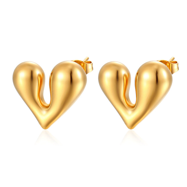 Wholesale 18K Gold Stainless Steel Heart Necklaces Earrings ACC-NE-MuShan001