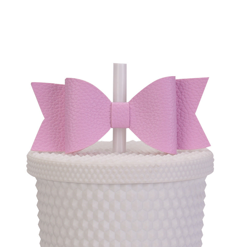 Wholesale Bow  Straw Tube Cap Synthetic Leather Cup DIY Straw Accessories Straw Cover ACC-SCR-MaiGuo002