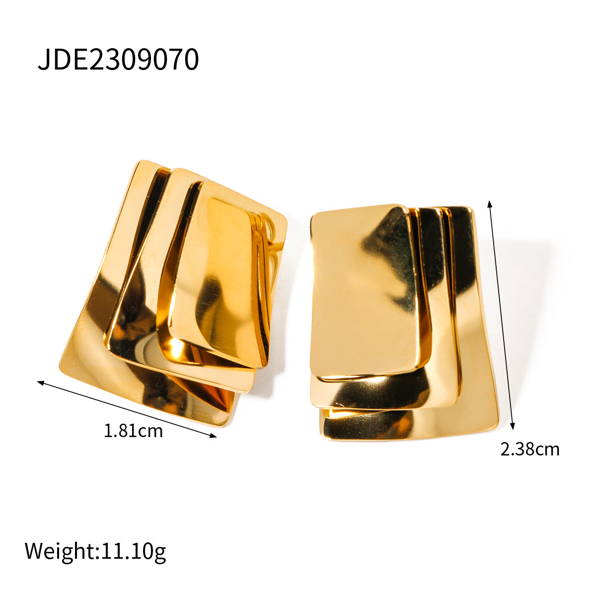 Wholesale 18K gold high-end rectangular earrings ACC-ES-Jied001
