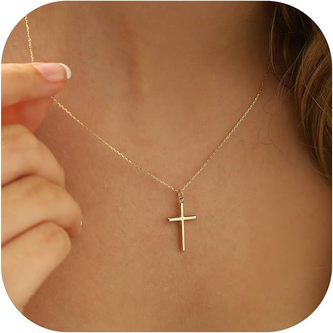 Wholesale 18K Gold Inlaid Zirconia Cross Clavicle Necklace
