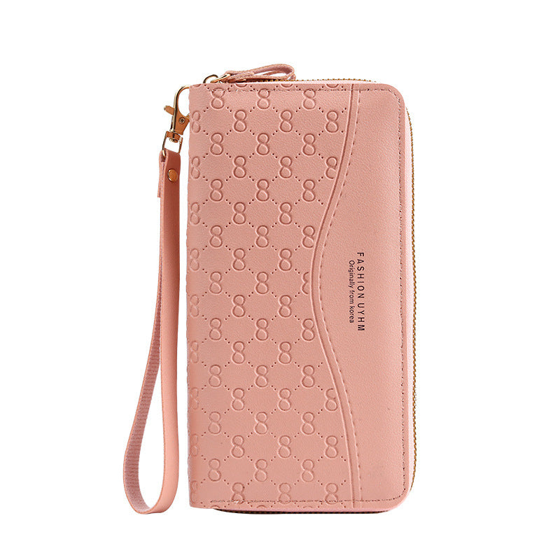 Wholesale Synthetic Leather Red Floral Multifunctional Double-Zip Long Wallet with Phone Pocket and Key Holder,  Everyday Gift for Women