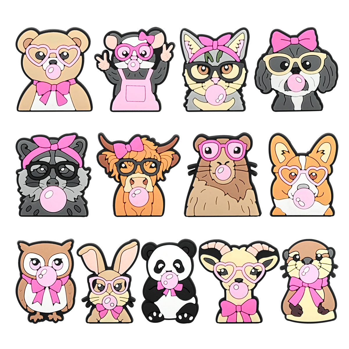 Decorazione casuale all'ingrosso della fibbia della scarpa di gomma morbida del PVC di serie animale del fumetto sveglio di 100 pezzi