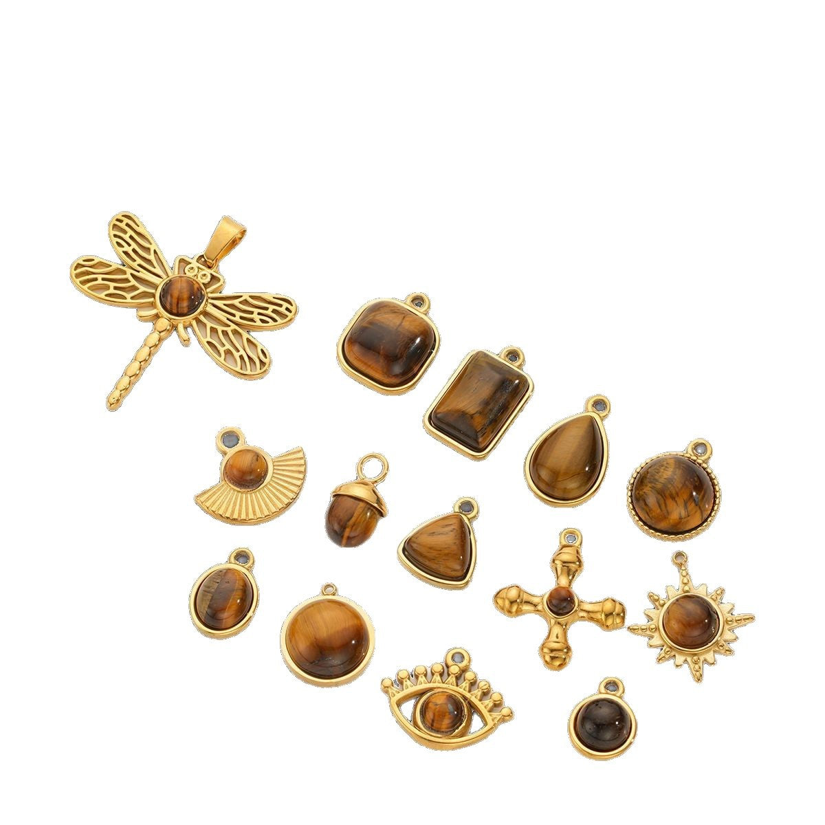 Wholesale Stainless Steel Maillard Tiger Eye Pendant
