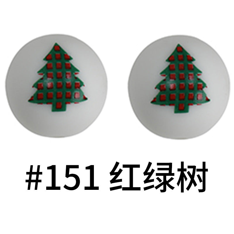 Wholesale 50pcs 15mm Western Style Leopard Skull Color Aztec Printed Silicone Balls Beads ACC-BDS-HeSheng006