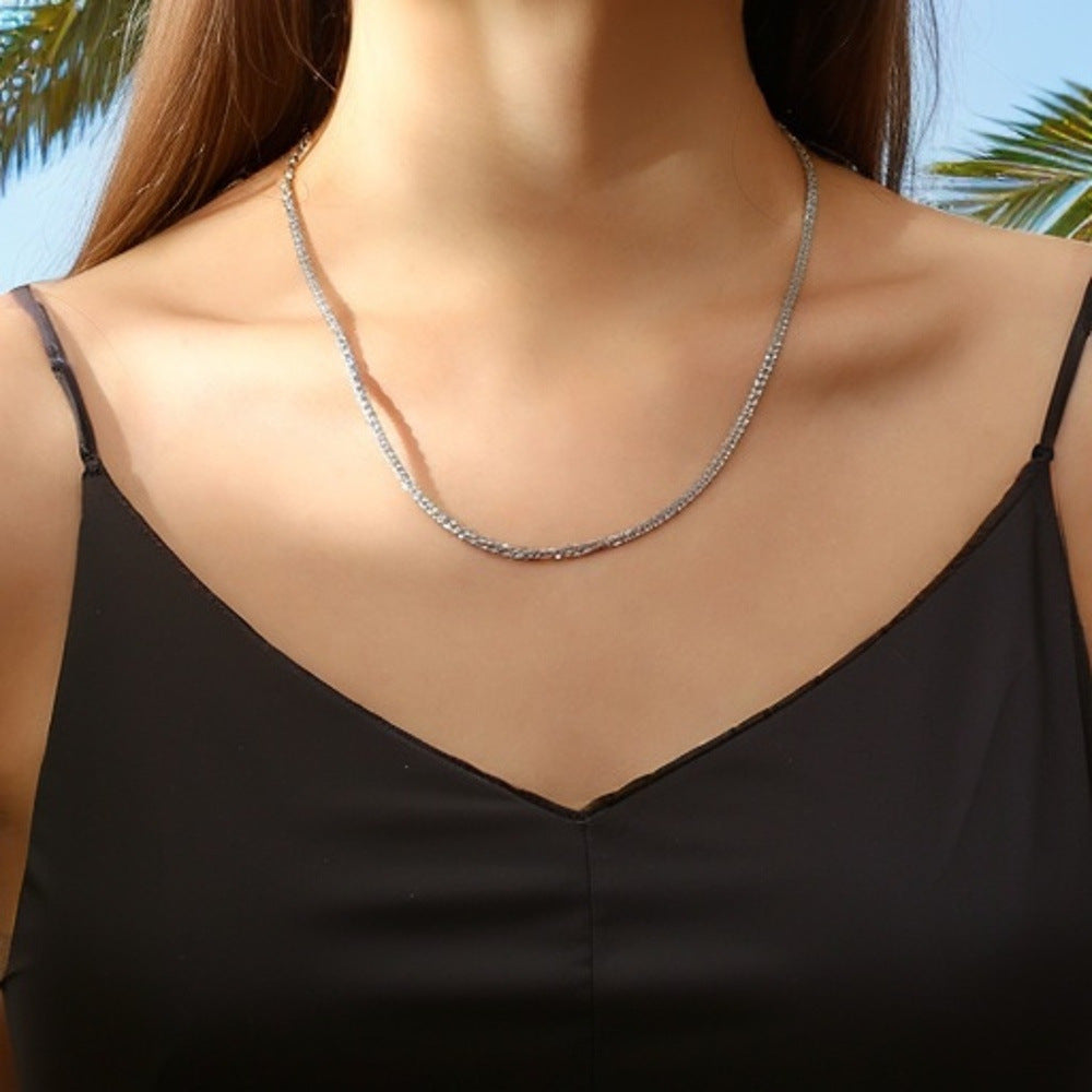 Batch of Shiny Plain Chain Titanium Steel Choker Necklaces ACC-NE-Yixin007