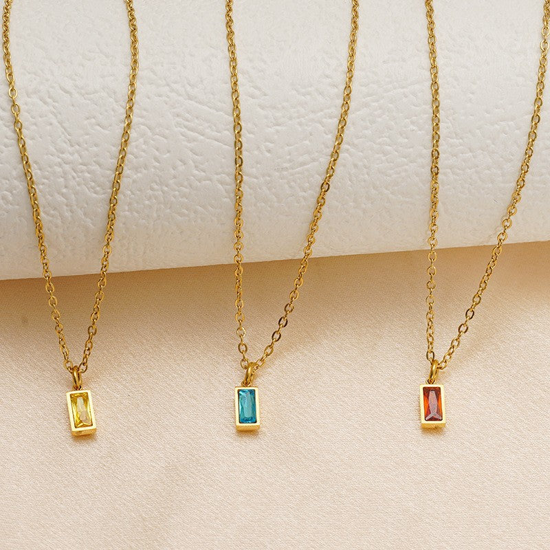 Wholesale Stainless steel December birthstone necklace