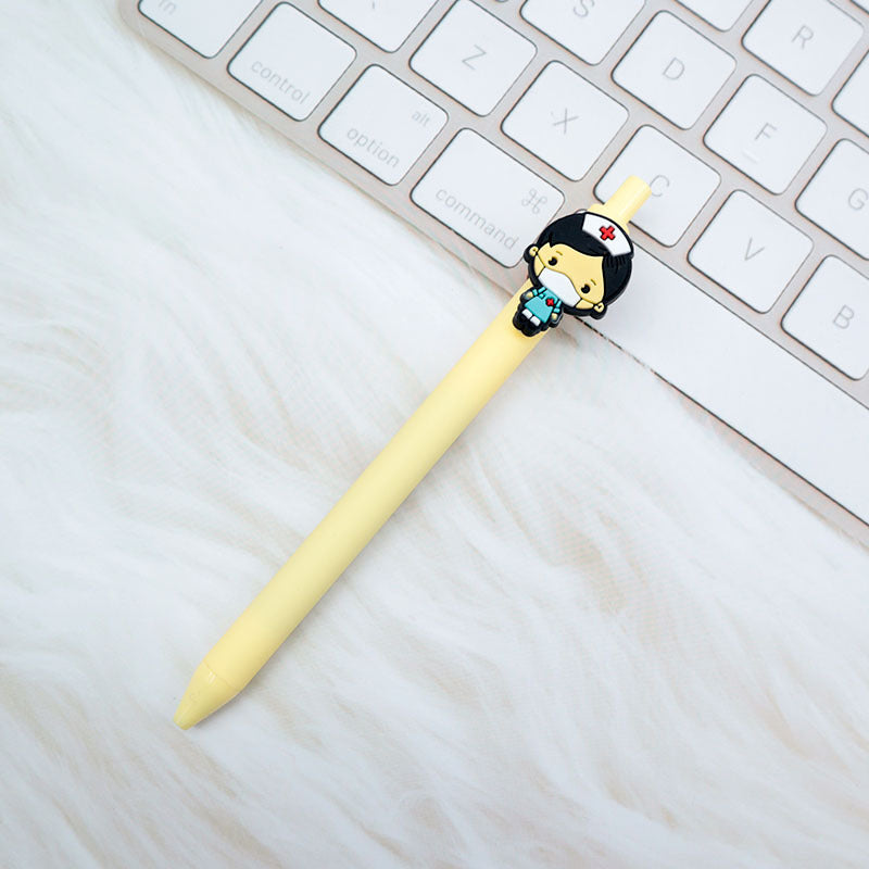 Wholesale  Cartoon PVC Creative Solid Color Doctor Medical 0.5 Pen Press Gel Pen